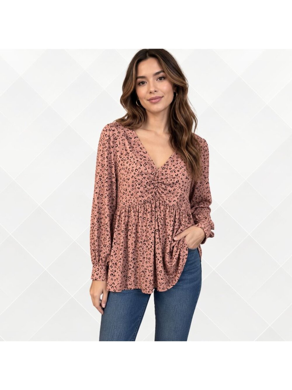 Haptics by Holly Harper Leopard Print Top • Small • Mauve Pink